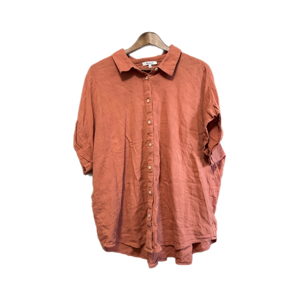 Madewell Central Shirt Womens 2X Terracotta Orange Excellent Short Sleeve Gauze
